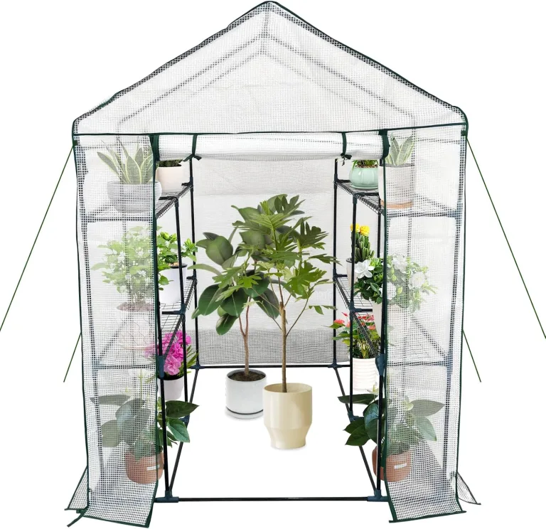 GarveeHome Gewächshaus Foliengewächshaus Begehbares Gartenhäuschen Mit Regal, Tomatenhaus Tomatengewächshaus, Folien Treibhaus Für Tomaten, Gemüse, Obst, Blumen – Bild 8