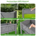 Hochbeet 183x44x73cm, Wetterfestes Pflanzkübel Außen mit Ablagefach, 6 Haken & 2 Vlieseinlagen, Für Gemüse Blumen Kräuter, Garten Balkon Terrasse, Grau - Thumbnail 5
