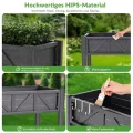 Hochbeet 183x44x73cm, Wetterfestes Pflanzkübel Außen mit Ablagefach, 6 Haken & 2 Vlieseinlagen, Für Gemüse Blumen Kräuter, Garten Balkon Terrasse, Schwarz - Thumbnail 5