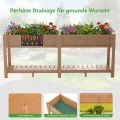 Hochbeet 183x44x73cm, Wetterfestes Pflanzkübel Außen mit Ablagefach, 6 Haken & 2 Vlieseinlagen, Für Gemüse Blumen Kräuter, Garten Balkon Terrasse, Teak Optik - Thumbnail 4