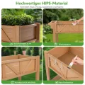 Hochbeet 183x44x73cm, Wetterfestes Pflanzkübel Außen mit Ablagefach, 6 Haken & 2 Vlieseinlagen, Für Gemüse Blumen Kräuter, Garten Balkon Terrasse, Teak Optik - Thumbnail 5