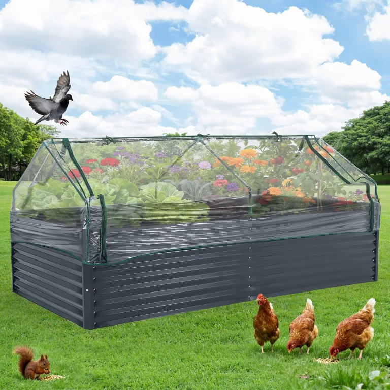 Hochbeet Metall 120x60x90cm, Rechteckiges Pflanzbeet Kräuterbeet Blumenkasten Für Terrasse Garten Balkon, Rostfreies Gemüsebeet Für Kräuter Blumen, Robuster Gartenbeet Set, Einfacher Aufbau, Grau – Bild 10