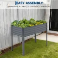Hochbeet Metall 120x60x90cm, Rechteckiges Pflanzbeet Kräuterbeet Blumenkasten Für Terrasse Garten Balkon, Rostfreies Gemüsebeet Für Kräuter Blumen, Robuster Gartenbeet Set, Einfacher Aufbau, Grau - Thumbnail 3