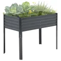 Hochbeet Metall 120x60x90cm, Rechteckiges Pflanzbeet Kräuterbeet Blumenkasten Für Terrasse Garten Balkon, Rostfreies Gemüsebeet Für Kräuter Blumen, Robuster Gartenbeet Set, Einfacher Aufbau, Grau - Thumbnail 6