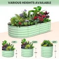 Hochbeet Metall 2er Set 180x90x60 cm, Oval Gartenbeet Aus Verzinktem Stahlblech, Pflanzbeet Mit Offenem Boden, Wetterfest & Rostfrei, Gemüsebeet Für Blumen Kräuter Terrasse Balkon, Grün - Thumbnail 8