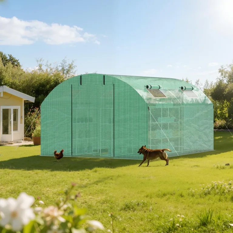Foliengewächshaus 300x400x200CM 140g/㎡ Grün,Foliengewächshäuser Tomatenhaus mit Tür & 4 Fenstern,Gewächshaus Winterfest für Garten Aufzucht Gemüse Obst Blumen – Bild 7
