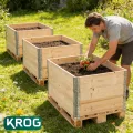 Krog® Hochbeet Holz 120x80x60 cm aus stabilem Palettenrahmen – stapelbares Hochbeete-Kit für Garten – ideal als Gemüsebeet, Kräuterbeet oder erweiterbar zum Hochbeet mit Frühbeetaufsatz - Thumbnail 5
