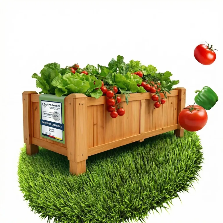 Coemo Hochbeet Holz 120 x 40 × 90 cm mit Ablageboden – Pflanztrog & Frühbeet für Balkon, Terrasse & Garten – Kräuterhochbeet mit Pflanzvlies – auch als Sichtschutz nutzbar – Bild 9