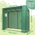 YRHome Schrägdach Gewächshau 200 x 80 x 150 cm Mit Tür & Aufrollbare Fenster Atmungsaktives Gewächshaus,Verzinktem Stahl Rohre Tomatenhaus UV-Schutz für Gemüse,Grün - Thumbnail 2