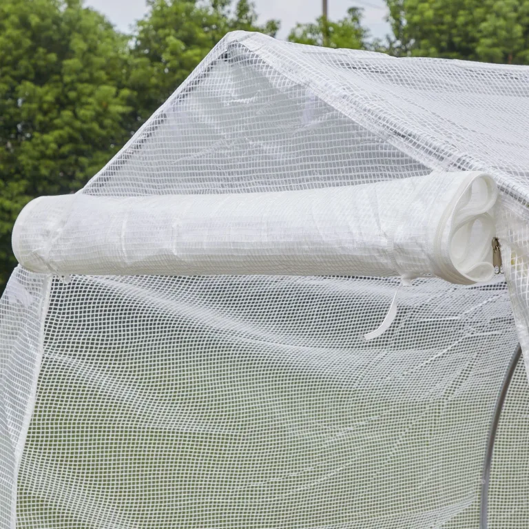 Outsunny Gewächshaus, Gartentunnel, 8 m², mit Polyethylen-Plane, hohe Dichte, 140 g/m², Gartengewächshaus, Tunnel 400 x 200 x 200 cm, 2 Türen, 6 Fenster, für Gemüse, Obst, Blumen, alle Jahreszeiten – Bild 9
