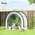 Outsunny Gewächshaus mit gewölbte Oberseite, Klappbar Foliengewächshaus, Winterfest Treibhaus für Balkon, Garten, Tomatenhaus 200 x 80 x 164 cm, für Tomaten, Gemüse, Blumen, Pflanzen, Grün - Thumbnail 2