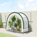 Outsunny Gewächshaus mit gewölbte Oberseite, Klappbar Foliengewächshaus, Winterfest Treibhaus für Balkon, Garten, Tomatenhaus 200 x 80 x 164 cm, für Tomaten, Gemüse, Blumen, Pflanzen, Grün - Thumbnail 7