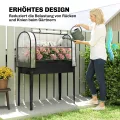 Outsunny Hochbeet mit Gewächshaus-Aufsatz erhöhter Pflanzkasten mit aufklappbar Abdeckung Rollbar Reißverschlusstür Abflussloch Metall Gemüsebeet Blumenkasten für Garten Balkon 100x49x136 cm Schwarz - Thumbnail 6