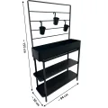 dobar® Metall-Hochbeet mit Rankgitter und 3 Hängetöpfen – Pflanzregal aus pulverbeschichtetem Stahl mit 2 Ablagen – Pflanzkasten für Balkon, Terrasse und Garten – 94 x 30 x 155 cm - Anthrazit - Thumbnail 2