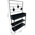 dobar® Metall-Hochbeet mit Rankgitter und 3 Hängetöpfen – Pflanzregal aus pulverbeschichtetem Stahl mit 2 Ablagen – Pflanzkasten für Balkon, Terrasse und Garten – 94 x 30 x 155 cm - Anthrazit - Thumbnail 7