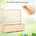 COSTWAY Blumenkasten mit Rankgitter, Hochbeet mit Spalier & Drainagelöchern, Pflanzkübel mit Sichtschutz, Pflanzkasten für Kletterpflanzen, Blumenkübel für Garten Balkon, Holz, Natur, 98 x 35 x 101 cm - Thumbnail 3