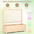 COSTWAY Blumenkasten mit Rankgitter, Hochbeet mit Spalier & Drainagelöchern, Pflanzkübel mit Sichtschutz, Pflanzkasten für Kletterpflanzen, Blumenkübel für Garten Balkon, Holz, Natur, 98 x 35 x 101 cm - Thumbnail 6