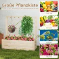 COSTWAY Blumenkasten mit Rankgitter, Hochbeet mit Spalier & Drainagelöchern, Pflanzkübel mit Sichtschutz, Pflanzkasten für Kletterpflanzen, Blumenkübel für Garten Balkon, Holz, Natur, 98 x 35 x 101 cm - Thumbnail 7