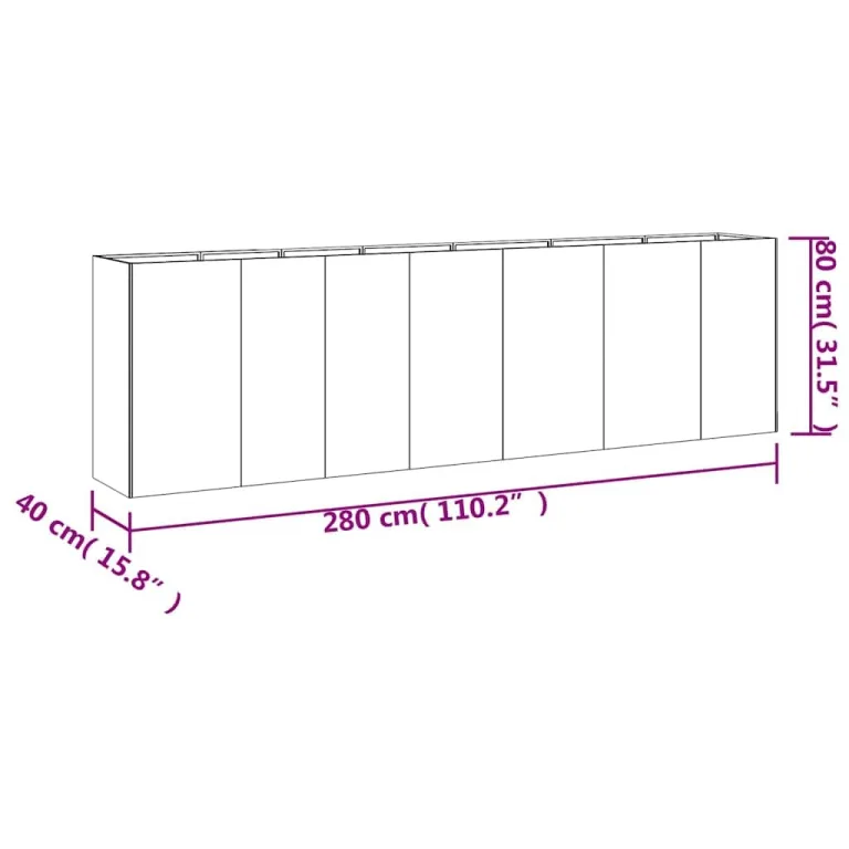 Gecheer Hochbeet 280x40x80 cm Cortenstahl, Wetterfest & Offenem Boden, Gartenbeet Pflanzkasten für Garten Balkon Terrasse Gemüse Kräuter Blumenanbau – Bild 5