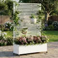 Hochbeet aus Metall mit Rad, Pflanzkasten aus Metall für den Außenbereich mit Spalier, freistehender Pflanzkasten mit Sichtschutz für den Außenbereich für Garten, Terrasse, Balkon - Thumbnail 10