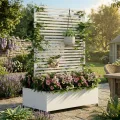 Pflanzkasten aus Metall für den Außenbereich mit Spalier, Hochbeet aus Metall mit Rad, freistehender Sichtschutz-Pflanzkasten für Blumen, Gemüse im Garten, auf der Terrasse, auf dem Balkon - Thumbnail 7