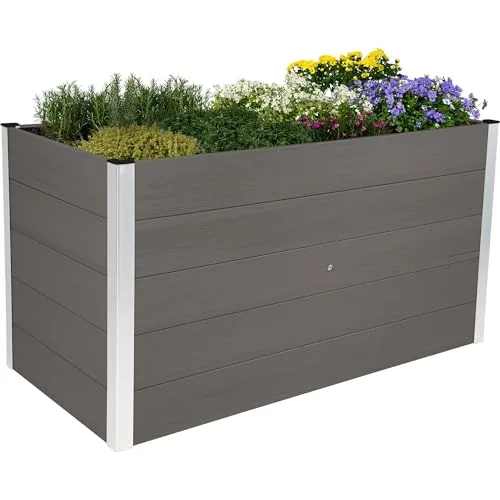 dobar® XXL Hochbeet aus WPC – WPC Pflanzkasten mit Aluminium-Kanten – Großes Gartenbeet mit Bodenkontakt – Pflegeleichtes Holz-Kunststoff Hochbeet 700L – 150x70x75 cm -Anthrazit – Bild 7