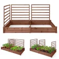HOMASIS Blumenkasten mit Rankgitter, Hochbeet mit Spalier, Pflanzenkasten Holz, Blumenbeet mit Rankhilfer, Gartenspalier für Kletterpflanzen, Rankkasten für Balkon Garten (Braun, 222x114x110cm) - Thumbnail 1