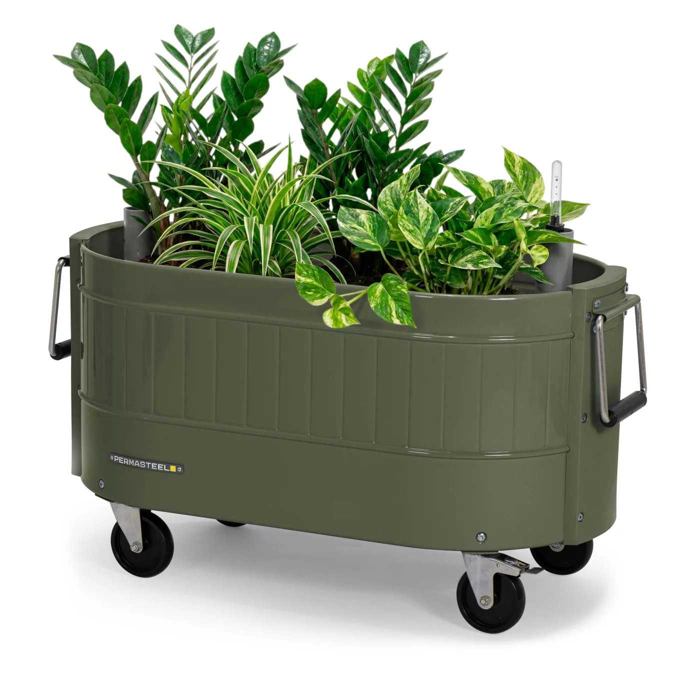Permasteel Hochbeet Metall mit Rollen für Garten oder Balkon - Pflanzkübel groß außen 57x42x82 cm - Selbstbewässerungssystem, Wasserstandsanzeige und Ablassventil - Für Gemüse, Kräuter oder Blumen - Bild 1