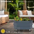 Permasteel Hochbeet Metall mit Rollen für Garten oder Balkon - Pflanzkübel groß außen 57x42x82 cm - Selbstbewässerungssystem, Wasserstandsanzeige und Ablassventil - Für Gemüse, Kräuter oder Blumen - Thumbnail 2