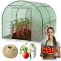 Gewächshaus Foliengewächshaus - 4 m² - Tomatenhaus mit 4 Fenstern und verzinktem Stahlrahmen - 100 m Sisalschnur Garten - Grün - Thumbnail 1