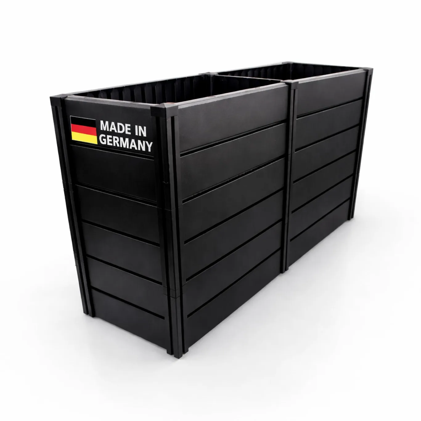 KHW Hochbeet Demeter XXL Schmal | 158×44×92 cm Garten Hochbeet | 588L Pflanzvolumen | 100% recycelter Kunststoff | wetterfest & UV-beständig | werkzeuglose Steckmontage | Anthrazit | Made in Germany - Bild 1
