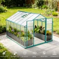 Gewächshaus Aluminium mit Fundament 361x238cm - 8,59m² Tomatenhaus winterfestes Gewächshaus in Grau - stabiles Gartengewächshaus für Balkon & Garten (Grün, 361*238*210cm) - Thumbnail 3