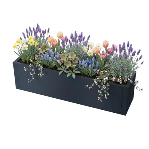 Metzler Hochbeet S für den Garten | kompakte Größe | Pulverbeschichteter Stahl in Anthrazit RAL 7016 | Witterungsbeständiges Metall-Gartenbeet, Pflanzenbeet, Blumenhochbeet | 25 x 100 x 27 cm – Bild 10