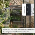 Gewächshaus Glas 0,9 m² Aluminium Rahmen mit Schiebetür | Premium Wand-Gewächshaus schwarz Temperaturkontrolle Aufstellfenster | Tomaten- und Anzuchtgewächshaus 130 x 68 x 173 cm (B x T x H) - Thumbnail 5