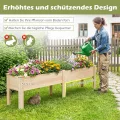 COSTWAY Hochbeet Holz, Pflanzbeet für Kinder, 240 x 43,5 x 51,5 cm, 2 Pflanzbereichen, Blumenkübel mit Ablauflöchern, Kräuterbeet rechteckig, Anzuchtbeet Gartenbeet, Garten Terrasse Balkon, Natur - Thumbnail 4