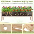 COSTWAY Hochbeet Holz, Pflanzbeet für Kinder, 240 x 43,5 x 51,5 cm, 2 Pflanzbereichen, Blumenkübel mit Ablauflöchern, Kräuterbeet rechteckig, Anzuchtbeet Gartenbeet, Garten Terrasse Balkon, Natur - Thumbnail 5