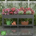 Hochbeet 183x44x73cm, Wetterfestes Pflanzkübel Außen mit Ablagefach, 6 Haken & 2 Vlieseinlagen, Für Gemüse Blumen Kräuter, Garten Balkon Terrasse (2 Stücke Schwarz) - Thumbnail 7