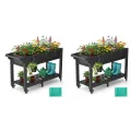 Hochbeet 183x44x73cm, Wetterfestes Pflanzkübel Außen mit Ablagefach, 6 Haken & 2 Vlieseinlagen, Für Gemüse Blumen Kräuter, Garten Balkon Terrasse (2 Stücke Schwarz) - Thumbnail 9