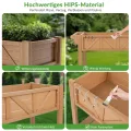 Hochbeet 120x44x70cm, Metall Hochbeet mit Rollen & Griff, 3 Haken & Vlieseinlage, Für Gemüse Blumen Kräuter, Garten Balkon Terrasse （2 Stück Teak Optik） - Thumbnail 6