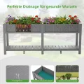 Hochbeet 183x44x73cm, Wetterfestes Pflanzkübel Außen mit Ablagefach, 6 Haken & 2 Vlieseinlagen, Für Gemüse Blumen Kräuter, Garten Balkon Terrasse (2 Stücke Grau) - Thumbnail 5