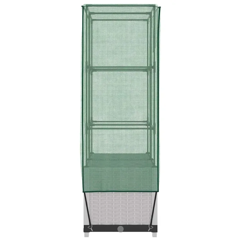 Hochbeet mit Gewächshaus Frühbeet Aufsatz 80x40x138 cm Rattan Optik für Garten Balkon, Stabiles Tomatenhaus mit Belüftung zum Schutz von Gemüse Kräutern Blumen – Bild 5