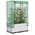 Hochbeet mit Gewächshaus Frühbeet Aufsatz 80x40x138 cm Rattan Optik für Garten Balkon, Stabiles Tomatenhaus mit Belüftung zum Schutz von Gemüse Kräutern Blumen - Thumbnail 1