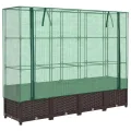 Hochbeet mit Gewächshaus Aufsatz 160x40x138 cm Rattan Optik Frühbeet für Tomaten Gemüse Kräuter, Stabiles PP Beet mit Eisenrahmen & Wasserdichter PE Abdeckung für Garten Balkon Terrasse - Thumbnail 2