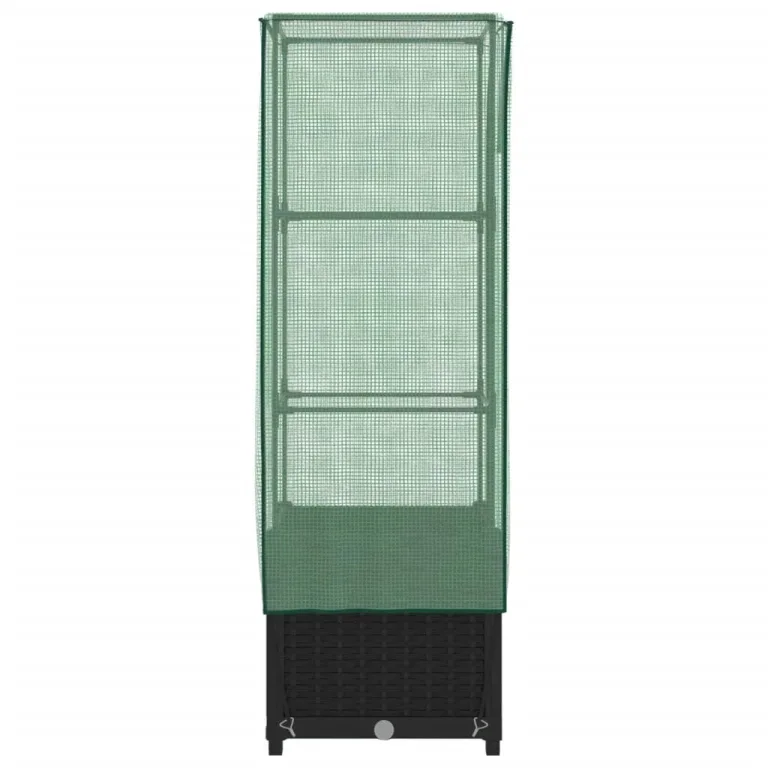 Hochbeet mit Gewächshaus Aufsatz 40x40x139 cm Rattan Optik für Tomaten Gemüse Kräuter, Stabiles PP Beet mit Eisenrahmen & Wasserdichter PE Abdeckung für Garten Balkon Terrasse – Bild 5