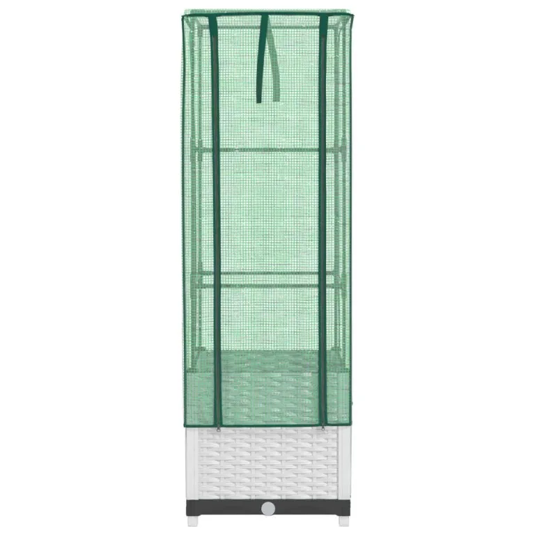 Hochbeet mit Gewächshaus Aufsatz 40x40x139 cm Rattan Optik, Frühbeet für Tomaten Gemüse Kräuter, Stabiles PP Beet mit Eisenrahmen, Ideal für Garten Balkon Terrasse, Wetterschutz Abdeckung – Bild 4