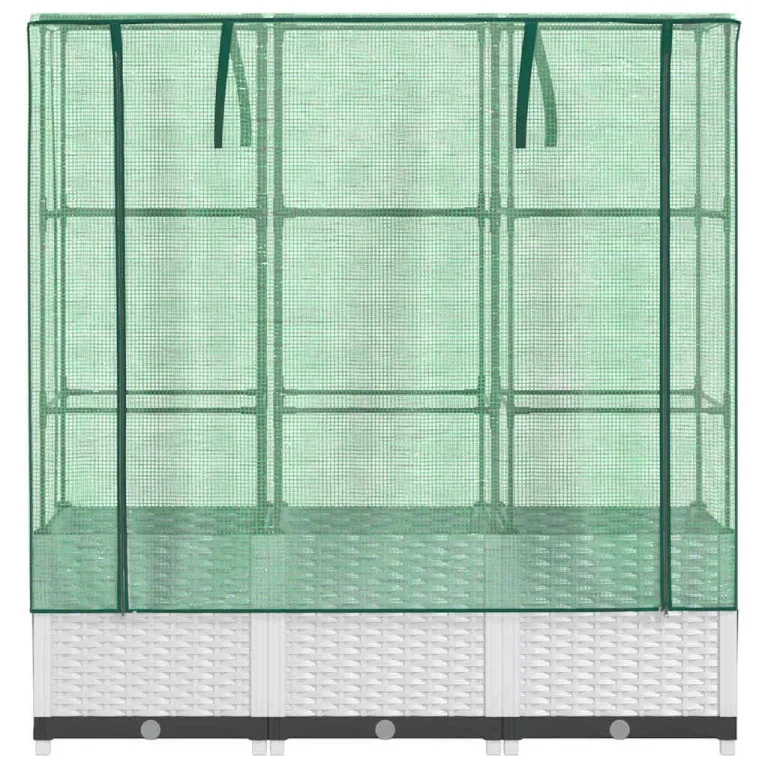 Hochbeet mit Gewächshaus Frühbeet Aufsatz Rattan Optik 120x40x138 cm Tomatenhaus Gemüsebeet Balkon Garten Stabiles Design Wasserdicht – Bild 4