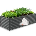 tectake® Hochbeet verzinkter Stahl, 200x100x62cm, abgerundete Kanten, 1200 L, mit Handschuhen, Gartenhochbeet, Pflanzbeet, Gemüsebeet, Kräuterbeet, Pflanzkasten, Gartenbeet, Blumenbeet, Metallhochbeet - Thumbnail 9