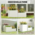 Outsunny Hochbeet 3-stufig Stapelbar Gartenbeet mit Offenem Boden, modulares Kräuterbeet DIY Montage Kunststoff Pflanzkasten Pflanzkübel für Garten Balkon 120 x 80 x 64 cm Weiß - Thumbnail 4