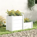 Outsunny Hochbeet 3-stufig Stapelbar Gartenbeet mit Offenem Boden, modulares Kräuterbeet DIY Montage Kunststoff Pflanzkasten Pflanzkübel für Garten Balkon 120 x 80 x 64 cm Weiß - Thumbnail 9