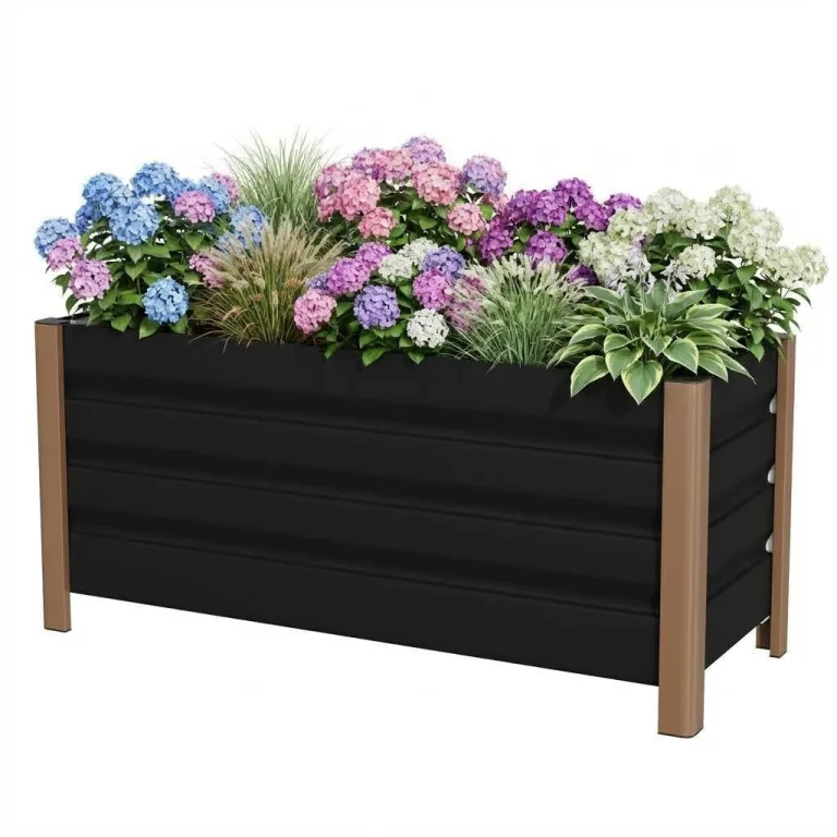 Hochbeet aus Aluminium 100x40x45 cm – Wetterfester Pflanzkasten mit Drainagelöchern, Tiefe Ausführung, Abgerundete Ecken & Anti-Schnitt-Kanten – Robust & Rostfrei für Terrasse, Balkon, Garten, Grau – Bild 1